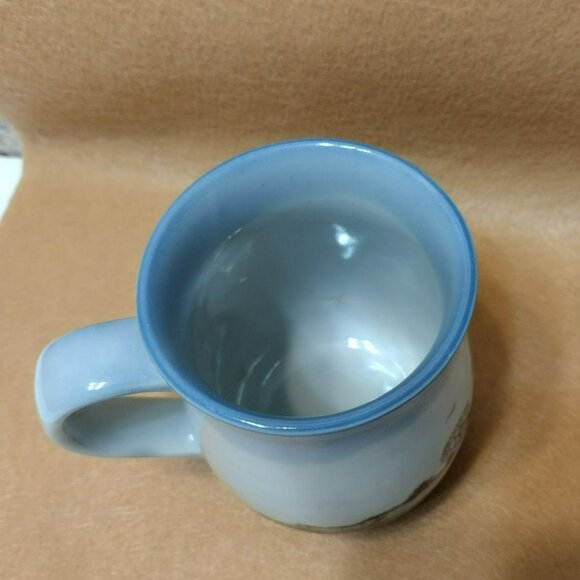 Handcrafted Ceramic Mug With Winter Tree Scene, Otagiri Stoneware Style Blue - Picture 5 of 8